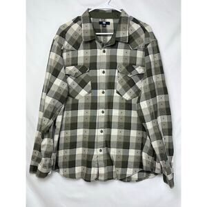 Frye Men's XL Green/White Buffalo Check Button-Up Shirt